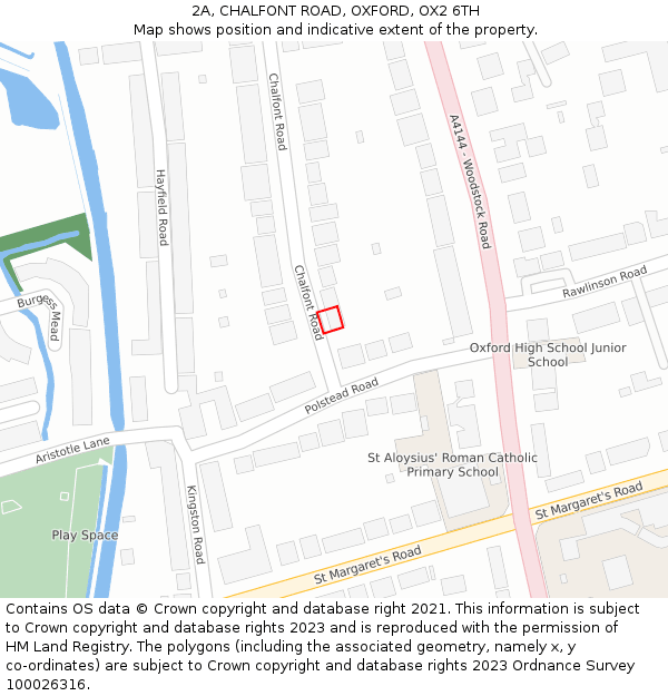 2A, CHALFONT ROAD, OXFORD, OX2 6TH: Location map and indicative extent of plot