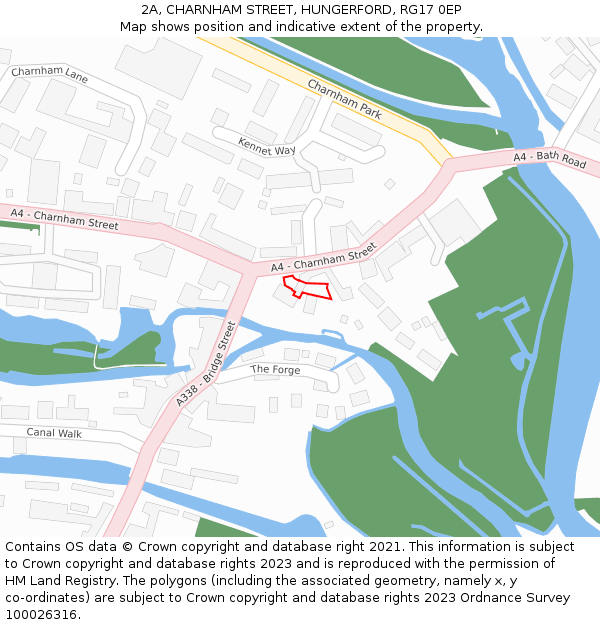 2A, CHARNHAM STREET, HUNGERFORD, RG17 0EP: Location map and indicative extent of plot