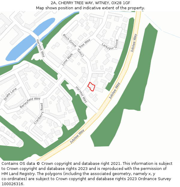 2A, CHERRY TREE WAY, WITNEY, OX28 1GF: Location map and indicative extent of plot