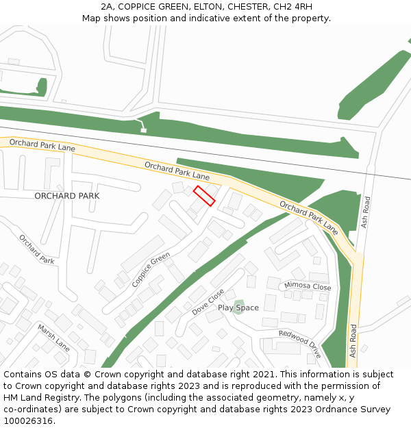 2A, COPPICE GREEN, ELTON, CHESTER, CH2 4RH: Location map and indicative extent of plot