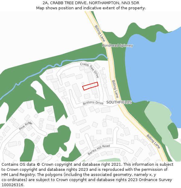 2A, CRABB TREE DRIVE, NORTHAMPTON, NN3 5DR: Location map and indicative extent of plot