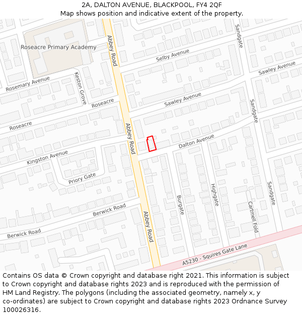 2A, DALTON AVENUE, BLACKPOOL, FY4 2QF: Location map and indicative extent of plot