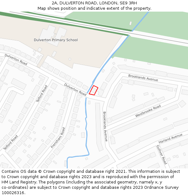 2A, DULVERTON ROAD, LONDON, SE9 3RH: Location map and indicative extent of plot