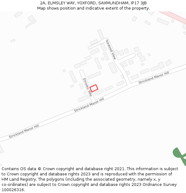 2A, ELMSLEY WAY, YOXFORD, SAXMUNDHAM, IP17 3JB: Location map and indicative extent of plot