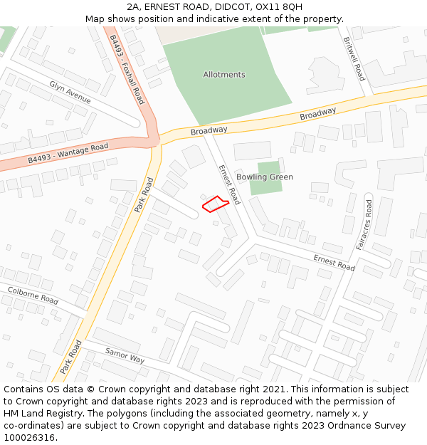 2A, ERNEST ROAD, DIDCOT, OX11 8QH: Location map and indicative extent of plot