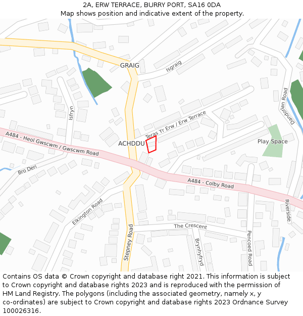 2A, ERW TERRACE, BURRY PORT, SA16 0DA: Location map and indicative extent of plot