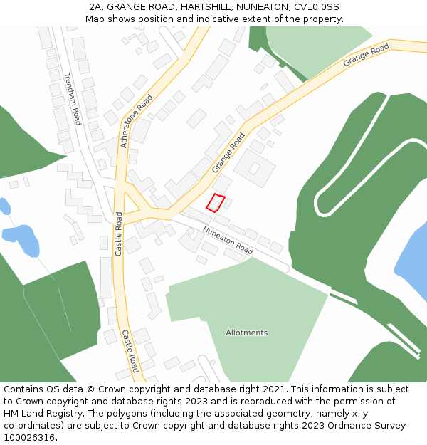 2A, GRANGE ROAD, HARTSHILL, NUNEATON, CV10 0SS: Location map and indicative extent of plot