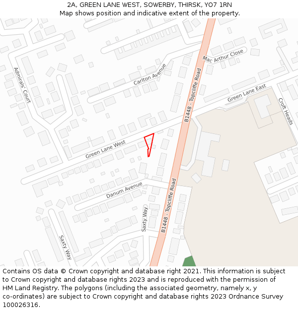 2A, GREEN LANE WEST, SOWERBY, THIRSK, YO7 1RN: Location map and indicative extent of plot