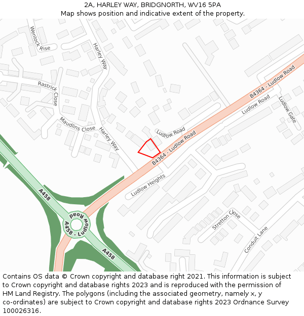 2A, HARLEY WAY, BRIDGNORTH, WV16 5PA: Location map and indicative extent of plot