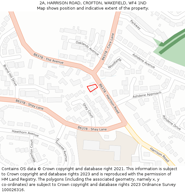 2A, HARRISON ROAD, CROFTON, WAKEFIELD, WF4 1ND: Location map and indicative extent of plot