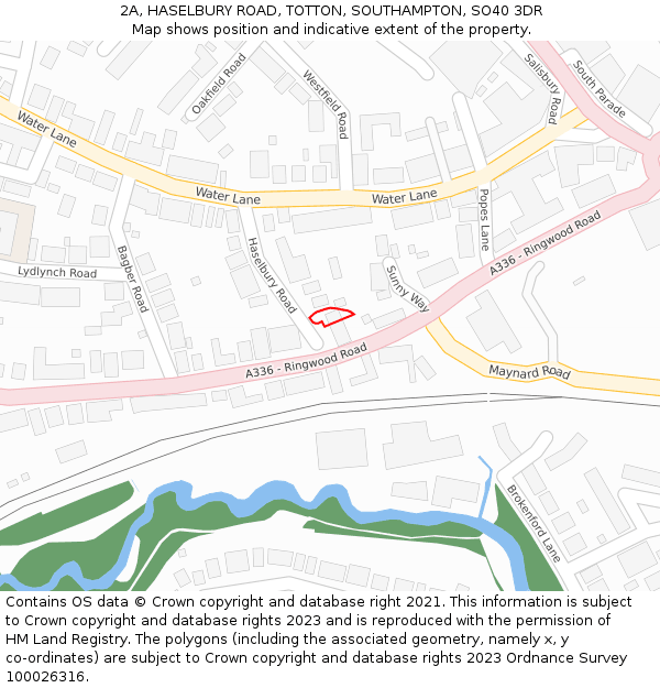 2A, HASELBURY ROAD, TOTTON, SOUTHAMPTON, SO40 3DR: Location map and indicative extent of plot