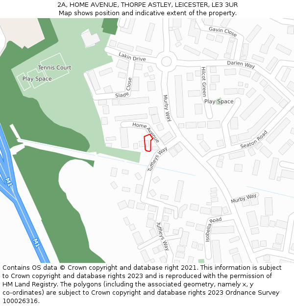 2A, HOME AVENUE, THORPE ASTLEY, LEICESTER, LE3 3UR: Location map and indicative extent of plot