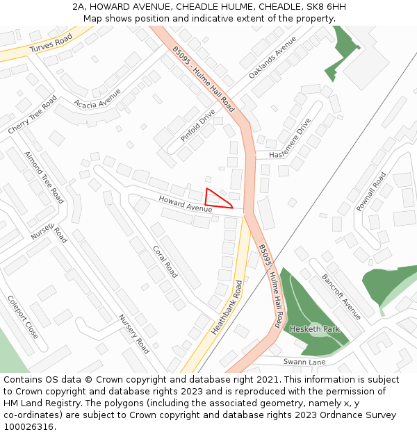 2A, HOWARD AVENUE, CHEADLE HULME, CHEADLE, SK8 6HH: Location map and indicative extent of plot