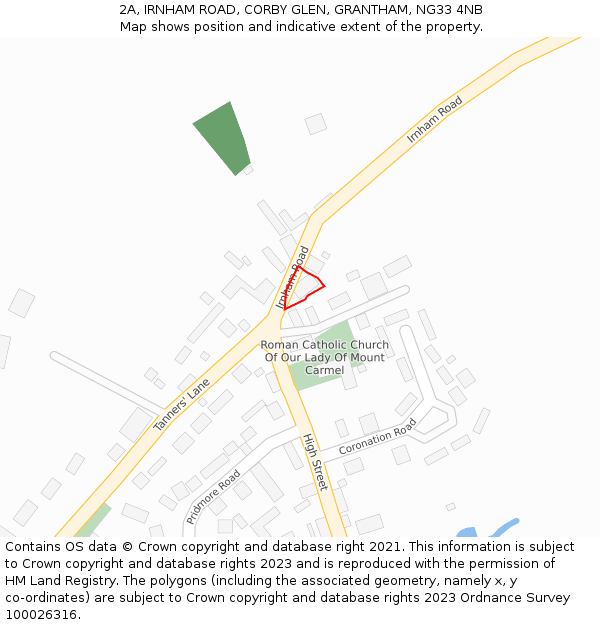 2A, IRNHAM ROAD, CORBY GLEN, GRANTHAM, NG33 4NB: Location map and indicative extent of plot