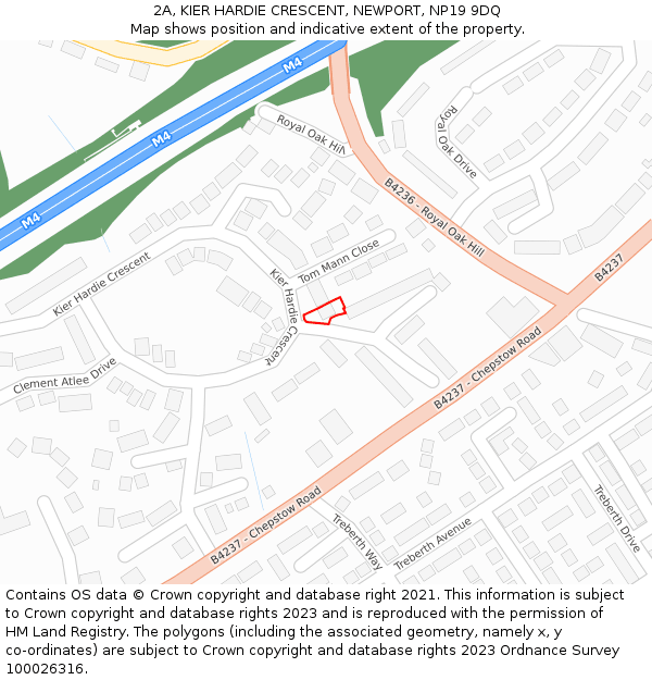 2A, KIER HARDIE CRESCENT, NEWPORT, NP19 9DQ: Location map and indicative extent of plot