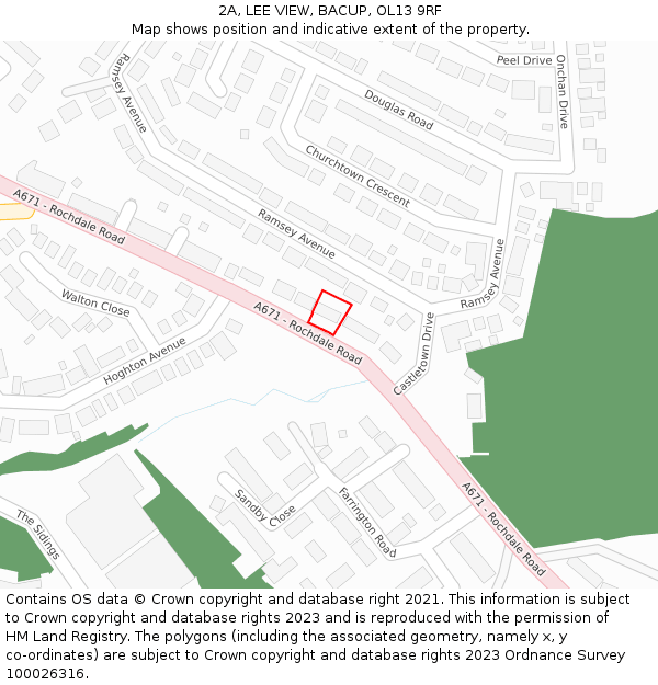 2A, LEE VIEW, BACUP, OL13 9RF: Location map and indicative extent of plot