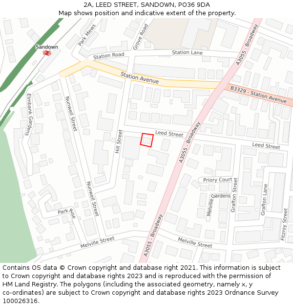 2A, LEED STREET, SANDOWN, PO36 9DA: Location map and indicative extent of plot