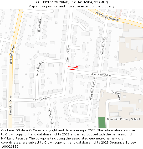 2A, LEIGHVIEW DRIVE, LEIGH-ON-SEA, SS9 4HQ: Location map and indicative extent of plot