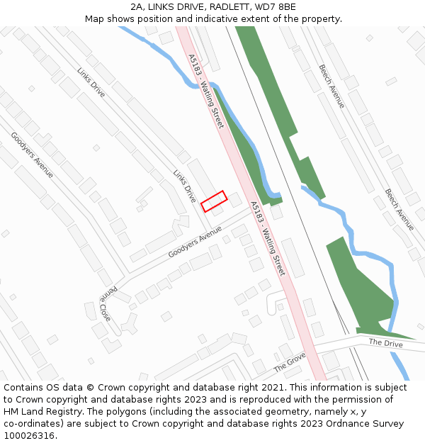 2A, LINKS DRIVE, RADLETT, WD7 8BE: Location map and indicative extent of plot