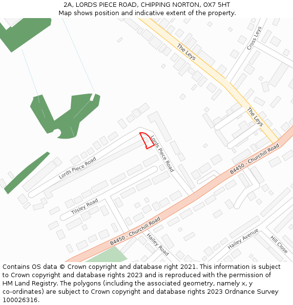 2A, LORDS PIECE ROAD, CHIPPING NORTON, OX7 5HT: Location map and indicative extent of plot