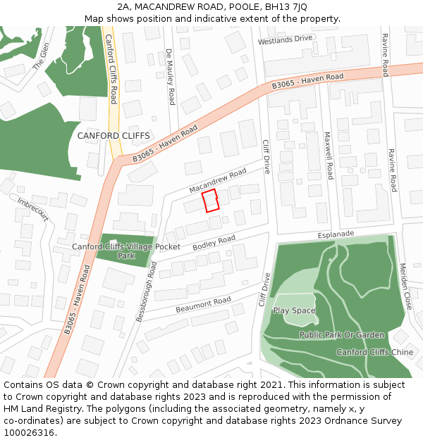 2A, MACANDREW ROAD, POOLE, BH13 7JQ: Location map and indicative extent of plot