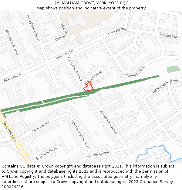 2A, MALHAM GROVE, YORK, YO31 0QG: Location map and indicative extent of plot
