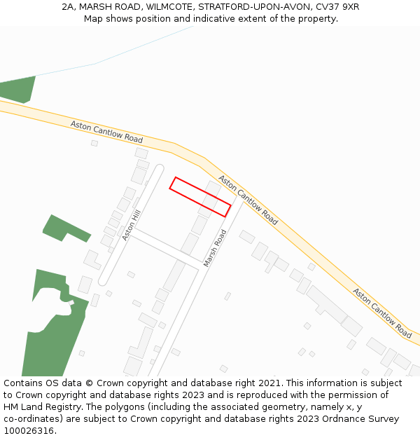 2A, MARSH ROAD, WILMCOTE, STRATFORD-UPON-AVON, CV37 9XR: Location map and indicative extent of plot