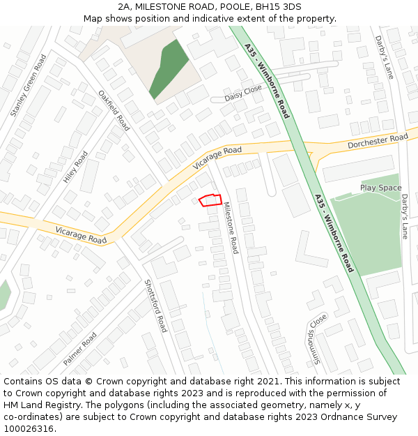 2A, MILESTONE ROAD, POOLE, BH15 3DS: Location map and indicative extent of plot