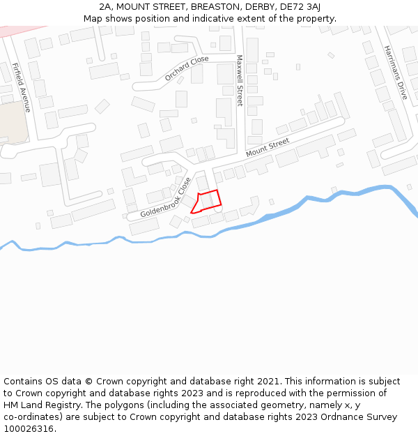 2A, MOUNT STREET, BREASTON, DERBY, DE72 3AJ: Location map and indicative extent of plot