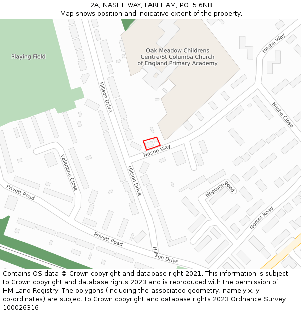 2A, NASHE WAY, FAREHAM, PO15 6NB: Location map and indicative extent of plot