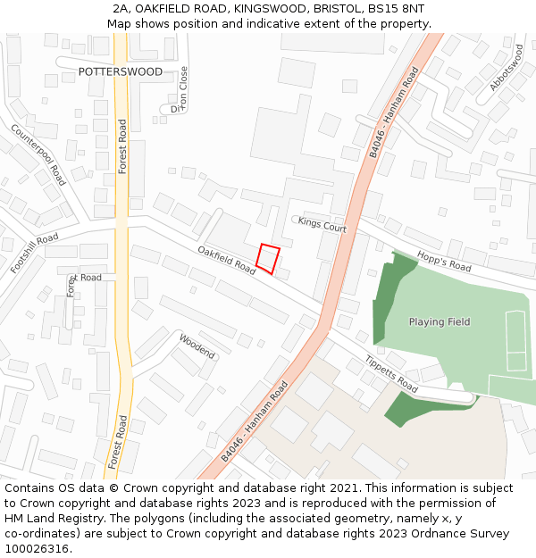 2A, OAKFIELD ROAD, KINGSWOOD, BRISTOL, BS15 8NT: Location map and indicative extent of plot