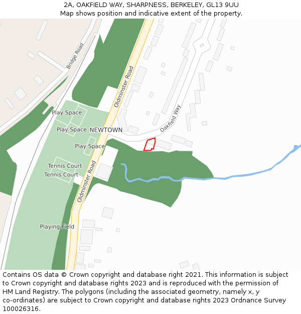2A, OAKFIELD WAY, SHARPNESS, BERKELEY, GL13 9UU: Location map and indicative extent of plot