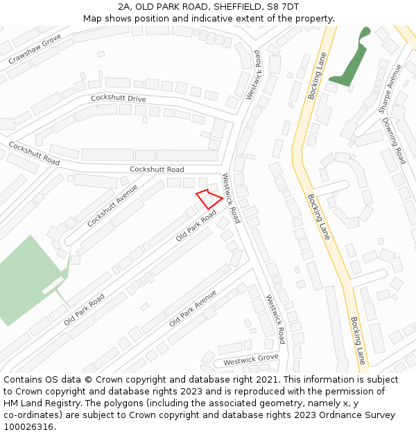 2A, OLD PARK ROAD, SHEFFIELD, S8 7DT: Location map and indicative extent of plot