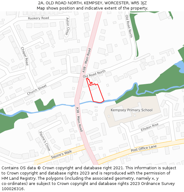 2A, OLD ROAD NORTH, KEMPSEY, WORCESTER, WR5 3JZ: Location map and indicative extent of plot