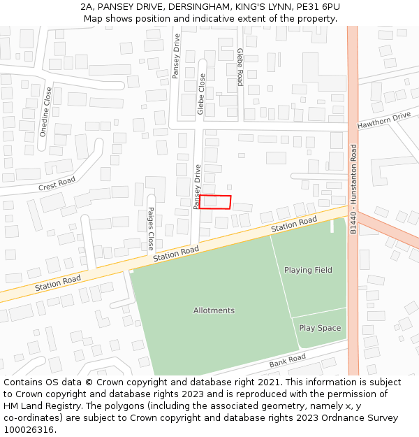 2A, PANSEY DRIVE, DERSINGHAM, KING'S LYNN, PE31 6PU: Location map and indicative extent of plot