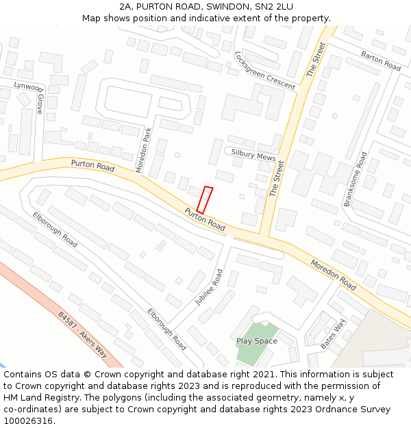 2A, PURTON ROAD, SWINDON, SN2 2LU: Location map and indicative extent of plot