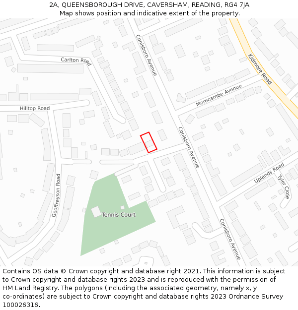 2A, QUEENSBOROUGH DRIVE, CAVERSHAM, READING, RG4 7JA: Location map and indicative extent of plot