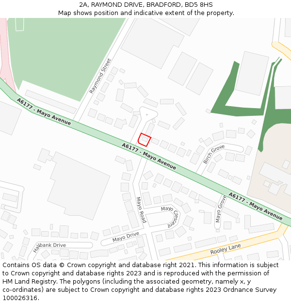 2A, RAYMOND DRIVE, BRADFORD, BD5 8HS: Location map and indicative extent of plot