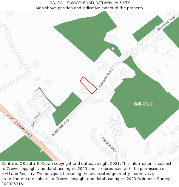 2A, ROLLSWOOD ROAD, WELWYN, AL6 9TX: Location map and indicative extent of plot