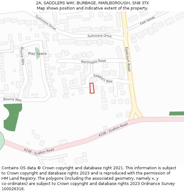 2A, SADDLERS WAY, BURBAGE, MARLBOROUGH, SN8 3TX: Location map and indicative extent of plot