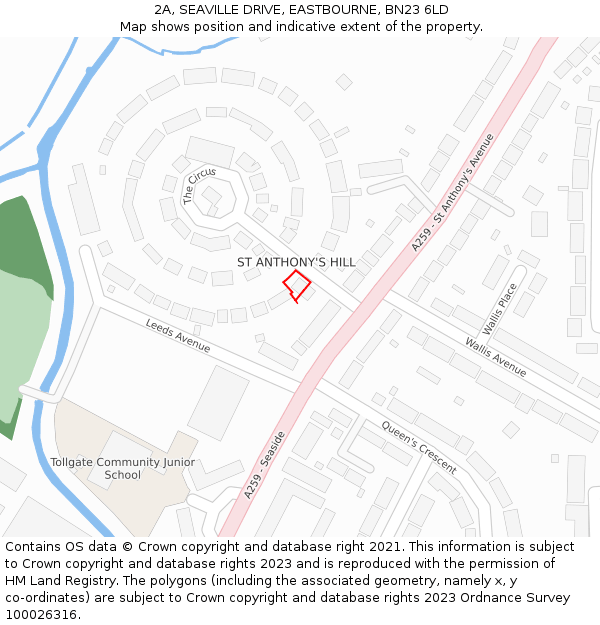 2A, SEAVILLE DRIVE, EASTBOURNE, BN23 6LD: Location map and indicative extent of plot