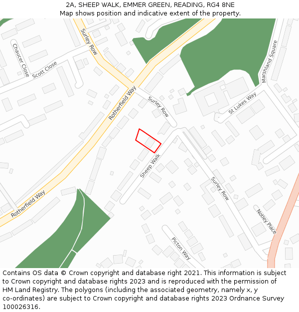 2A, SHEEP WALK, EMMER GREEN, READING, RG4 8NE: Location map and indicative extent of plot