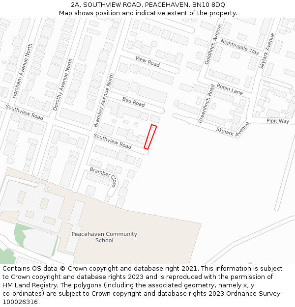 2A, SOUTHVIEW ROAD, PEACEHAVEN, BN10 8DQ: Location map and indicative extent of plot