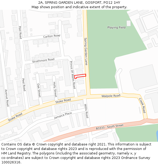 2A, SPRING GARDEN LANE, GOSPORT, PO12 1HY: Location map and indicative extent of plot