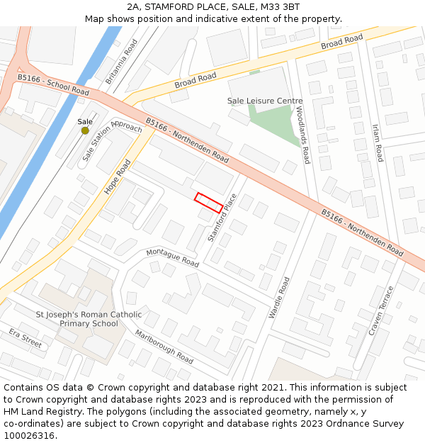 2A, STAMFORD PLACE, SALE, M33 3BT: Location map and indicative extent of plot