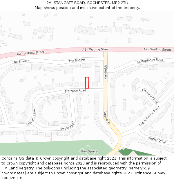 2A, STANGATE ROAD, ROCHESTER, ME2 2TU: Location map and indicative extent of plot