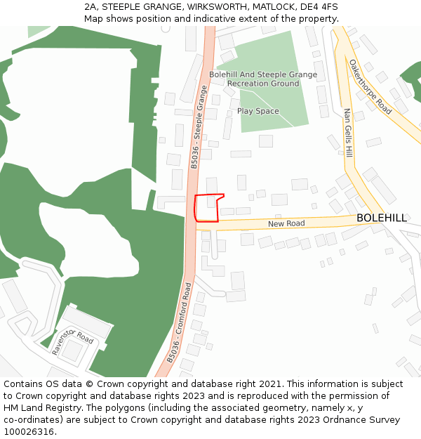 2A, STEEPLE GRANGE, WIRKSWORTH, MATLOCK, DE4 4FS: Location map and indicative extent of plot