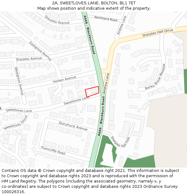 2A, SWEETLOVES LANE, BOLTON, BL1 7ET: Location map and indicative extent of plot