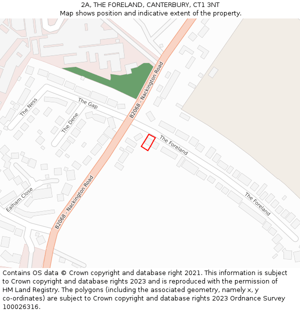 2A, THE FORELAND, CANTERBURY, CT1 3NT: Location map and indicative extent of plot