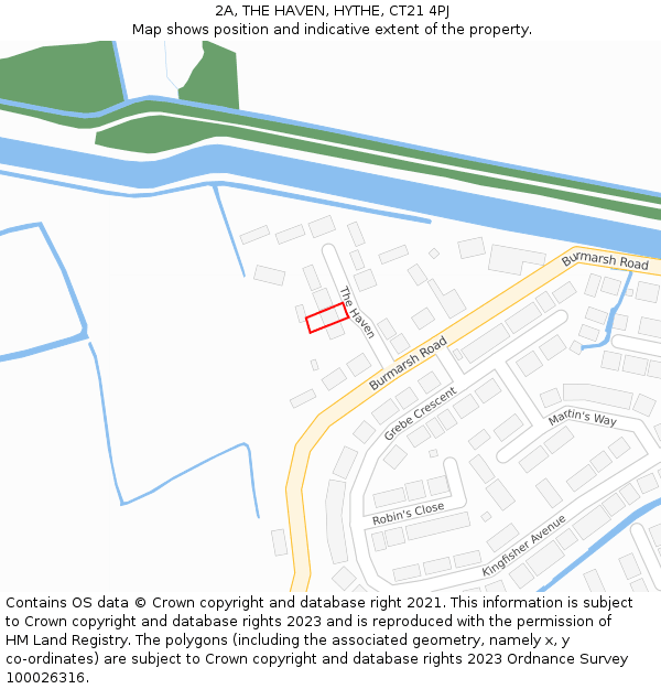 2A, THE HAVEN, HYTHE, CT21 4PJ: Location map and indicative extent of plot